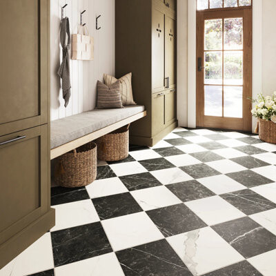 Soho Surfaces Italian Checkerboard 12 In. X 12 In. Marble Look Porcelain Floor And Wall Tile (23.24 Sq. Ft. / Case)
