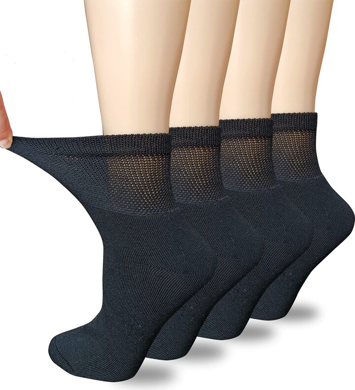 VEIGIKE Women Extra Wide Comfort Fit Loose Fit Quarter Socks Moisture