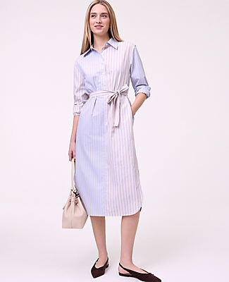 Ann Taylor Weekend Collection Striped Midi Shirtdress