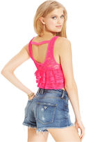Thumbnail for your product : Tempted Juniors' Lace Ruffle-Back Top