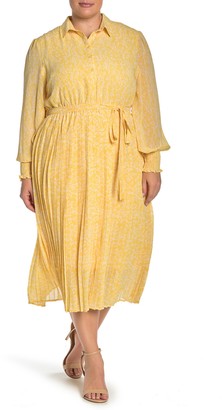 MelloDay Smocked Sleeve Midi Shirt Dress (Plus Size)