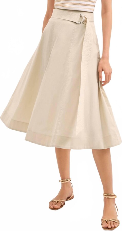 Veronica Beard Facia Midi Skirt In Limestone