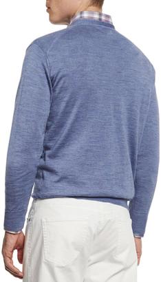 Peter Millar Wool-Blend V-Neck Sweater, Purple