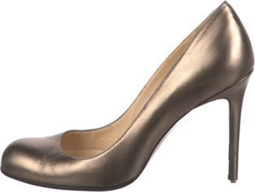 Christian Louboutin Leather Pumps Gold & Metallic Round-Toes Includes Dust Bag Designer