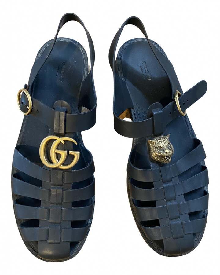 Gucci Black Rubber Sandals - ShopStyle