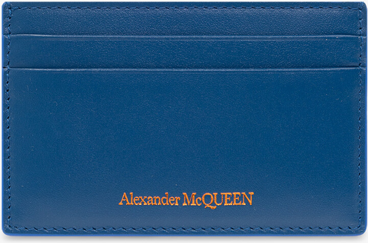 Alexander McQueen McQueen Graffiti Bi-Fold Leather Wallet - Blue