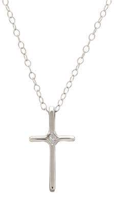 Lord & Taylor Kid's 14K White Gold and Diamond Cross Pendant Necklace