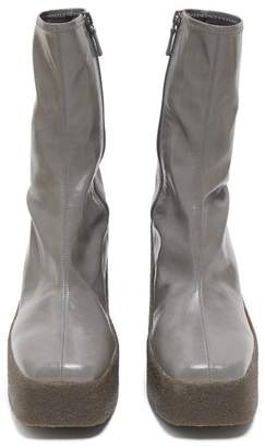 Stella McCartney Patent Faux Leather Platform Ankle Boots - Womens - Grey