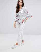 Thumbnail for your product : Vila Floral Ruffle Print Top