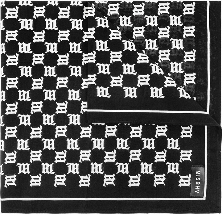 MISBHV Mongram Bandana Beige Black Printed Square Monogram Bandana