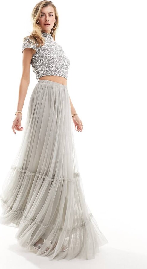 Gold Layered Tulle Skirt Asos ASOS Design Maya Maternity Short