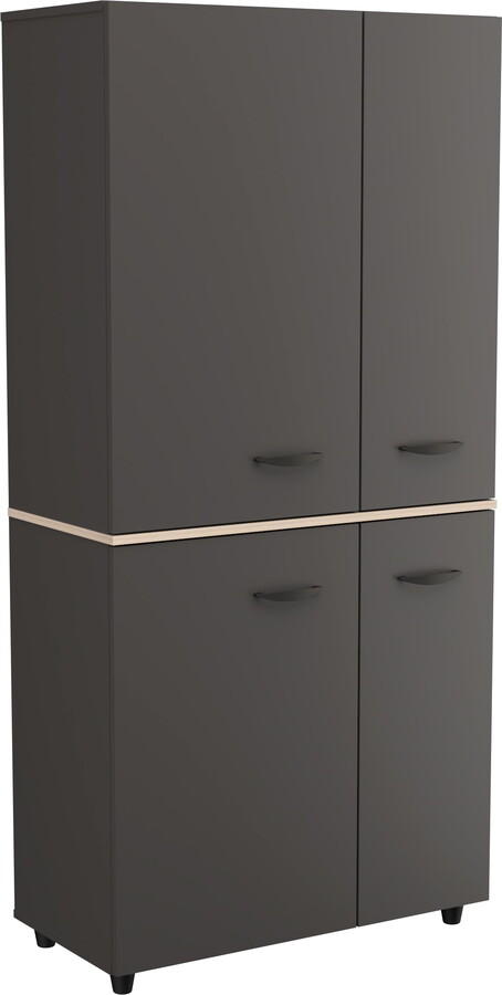 Inval 12-Shelf Garage Cabinet, Dark Gray and Maple