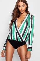 Thumbnail for your product : boohoo Wrap Stripe Bodysuit