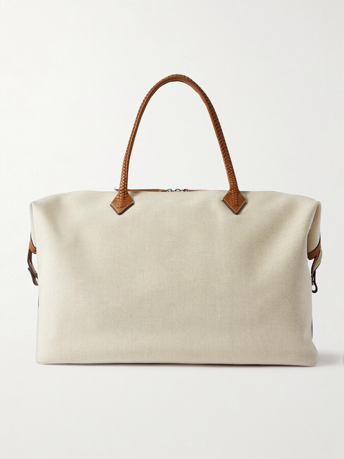 MÉTIER Vérité Weekend Leather-trimmed Linen-canvas Tote - Neutrals