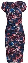 Thumbnail for your product : Theia Short-Sleeve Ruched Floral Sheath