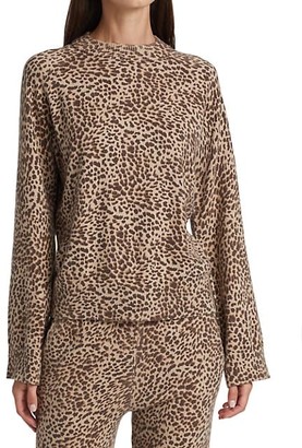 Monrow Mini Leopard Mockneck Sweatshirt