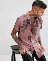Thumbnail for your product : ASOS Design Regular Fit Viscose Floral Shirt In Pink