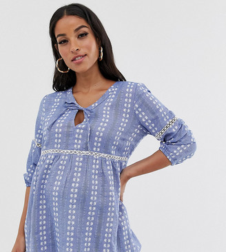 Mama Licious Mama.Licious Mamalicious maternity waisted broderie smock top