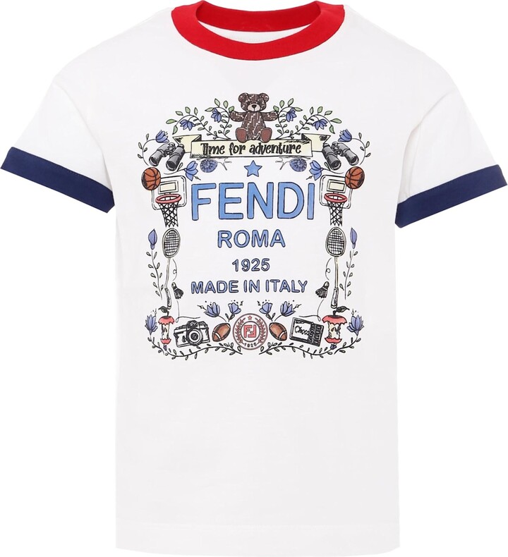 Fendi White T-shirt With Logo For Boy