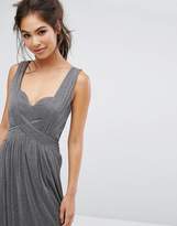 Thumbnail for your product : Little Mistress Metallic Jersey Maxi Dress With Wrap Detail