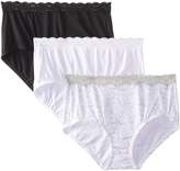 Thumbnail for your product : Olga Women's Without A Stitch Lace Brief 3-Pack Panty,White/Chilled Blue Scroll/Black,6/M
