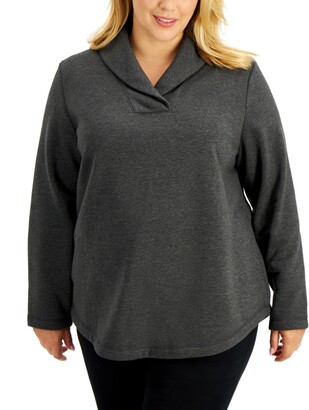 Karen Scott Plus Size Shawl-Collar Top, Created for Macy's