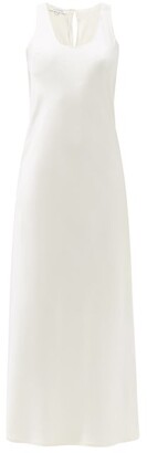 LA COLLECTION Kate Raw-edged Silk-satin Dress - Cream White