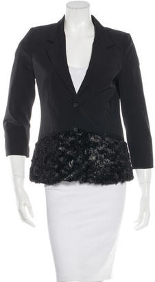Elizabeth and James Feather-Trimmed Fitted Blazer
