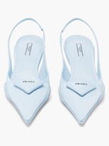 Thumbnail for your product : Prada Triangle-logo Twill Slingback Pumps - Light Blue