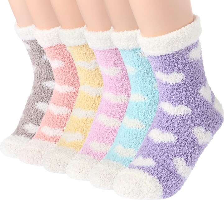 Toes Home Fluffy Socks for Women and Girls - Soft Fuzzy Comfy Winter Warm  Thicken Cozy Home Slipper Bed Socks Heart Pattern for Ladies - ShopStyle