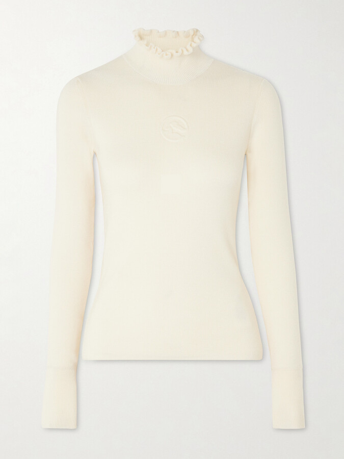 Cordova Kitz Ruffled Ribbed Merino Wool-blend Turtleneck Sweater - Ivory