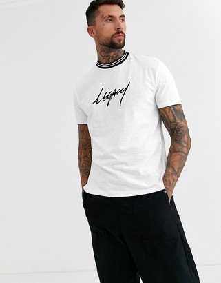 ASOS DESIGN organic cotton relaxed t-shirt with Legacy print and contrast rib neck