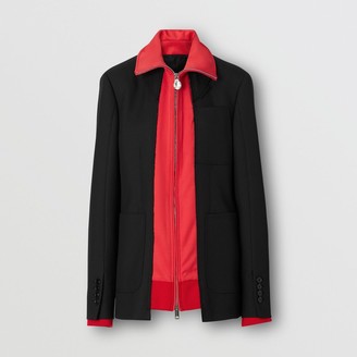 Burberry Track Top Detail Wool Twill Tailored Jacket