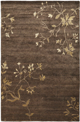 Red Barrel Studio Cordonnet Oriental Floral Hand Knot Wool Rug Deep Olive Green 4Ft X 6Ft Rug