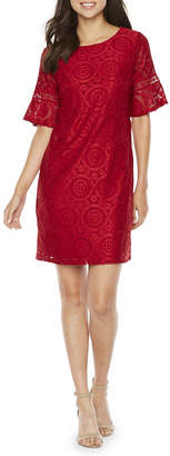 R & K Originals Short Bell Sleeve Lace Sheath Dress