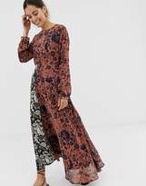 Thumbnail for your product : GHOSPELL long sleeve midi dress in contrast mix match print