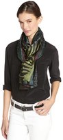Thumbnail for your product : La Fiorentina olive and grey Animal Print Silk Scarf