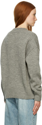 Ami Alexandre Mattiussi Grey Knit Oversize V-Neck Sweater