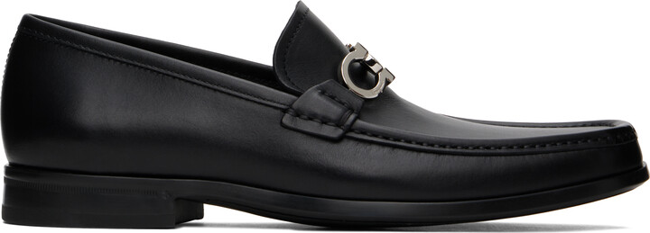 Ferragamo Black Reversible Gancini Ornament Loafers
