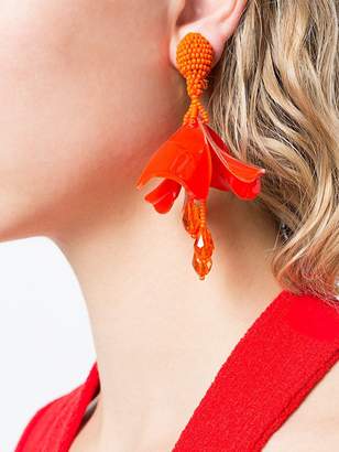 Oscar de la Renta petal beaded clip-on earrings