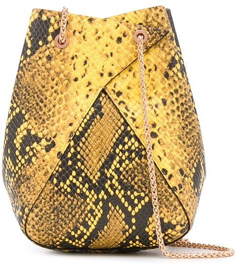 neon yellow snakeskin bag