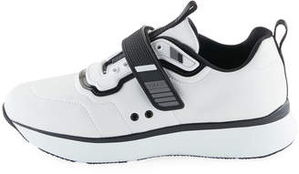 Prada Linea Rossa Leather Grip-Strap Sneakers, White