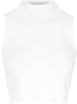 Thumbnail for your product : Glamorous Petite White Cropped Polo Neck Top
