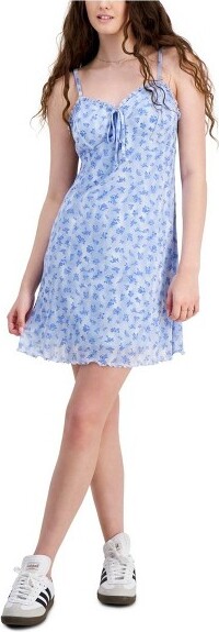 Hippie Rose HippieRoseWomensMeshFloralMiniDress,blue,Large