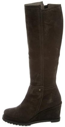 Louis Vuitton - Beth Suede Heel Knee High Shearling Boots Brown 39