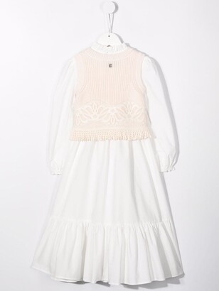 Ermanno Scervino Cotton-Wool Panelled Dress