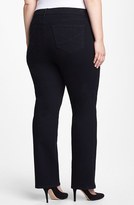 Thumbnail for your product : NYDJ 'Hayden' Embroidered Pocket Stretch Straight Leg Jeans (Black) (Petite Plus Size)