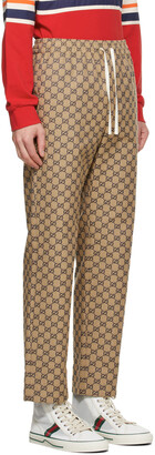 Gucci Beige & Navy Canvas GG Trousers