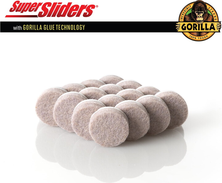Super Sliders Super Sliders x Gorilla Glue 3/4" Round Felt Pads for Hardwood, Beige (16 Pack)