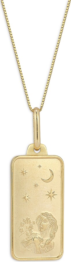 Alberto Amati 14K Yellow Gold Zodiac Dog Tag Pendant Necklace 18